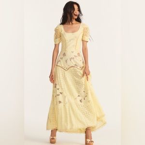 NWT LoveShackFancy Nella Maxi Dress in Lemon Sun